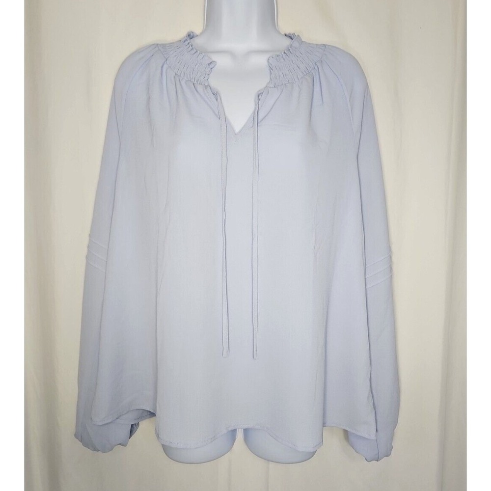 Social Standard Women's Light Blue Long Sleeve‎ V-Neck Blouse Size Large - NWT